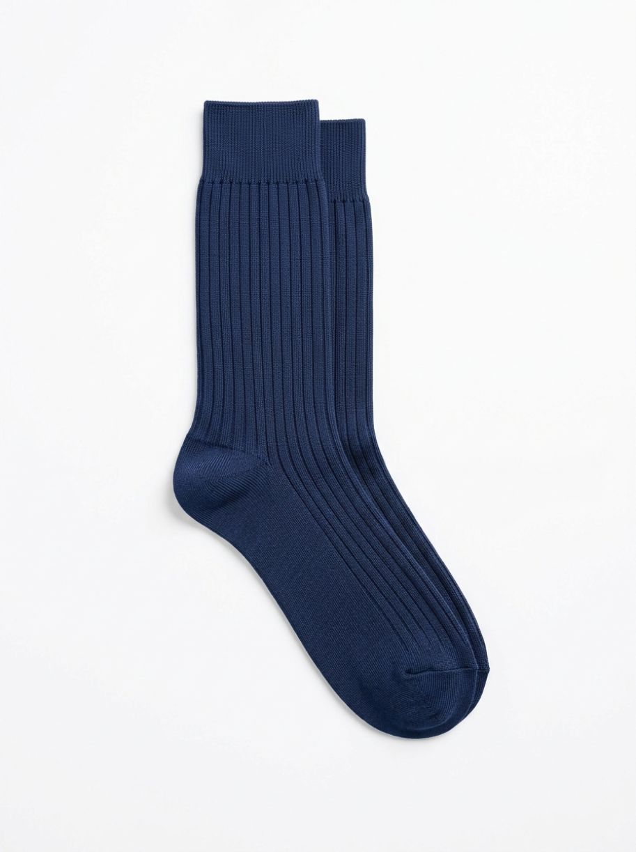 Mercerized Cotton Ribbed Socks